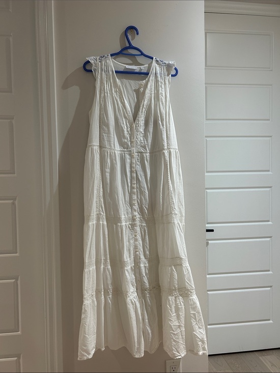 Little Moon Dresses & Skirts - Little Moon White Button-Front Tiered Maxi Dress